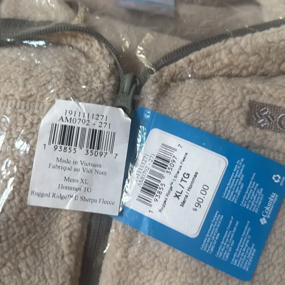 Columbia Men's Rugged Ridge II Full Zip Sherpa Fleece - XL, Ancient Fossil, NEW‎
